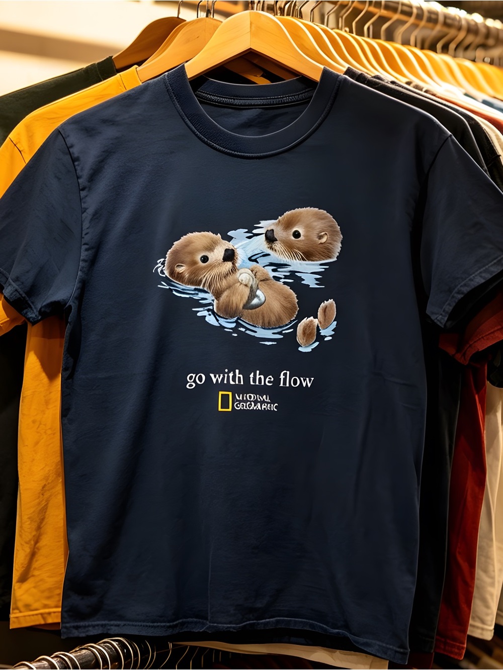 National Geographic "go with the flow" Graphic Tee Women’s Black T-shirt